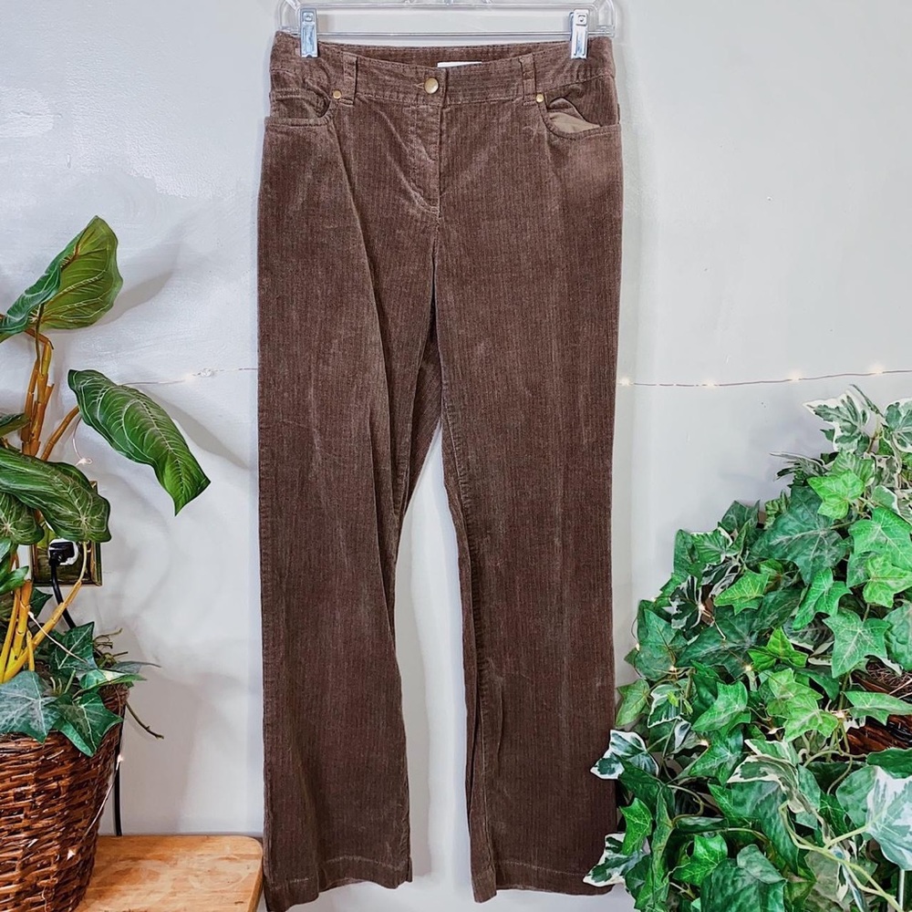 Y2K CharterClub Petite Katherine Fit Full Length Brown Low Rise Corduroy Pants